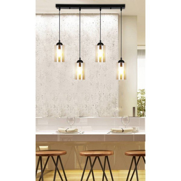 Črna viseča svetilka s steklenim senčnikom 10x65 cm Bistro - Candellux Lighting-image-1