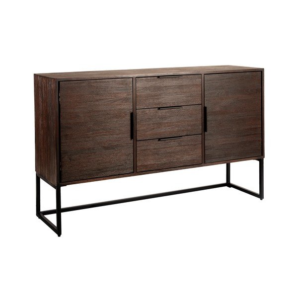 Rjava nizka komoda iz masivnega tika 135x82 cm Webster – White Label-image-2