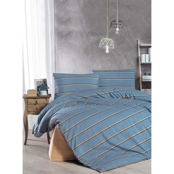 Modra podaljšana posteljnina za zakonsko posteljo z rjuho 200x220 cm – Mila Home