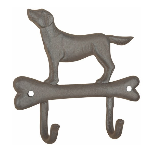 Stenski obešalnik iz litega železa z motivom psa in kosti Esschert Design