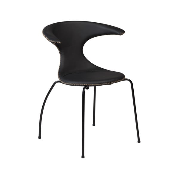 Jedilni stol iz črnega usnja s kovinskimi nogami DAN-FORM Denmark Flair