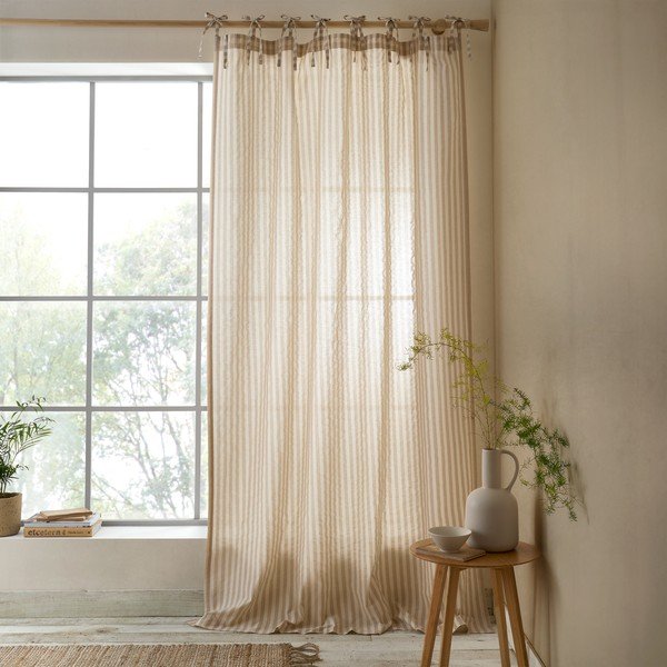 Bež zavesa 140x183 cm Zanzibar Woven Stripe – Pineapple Elephant-image-1