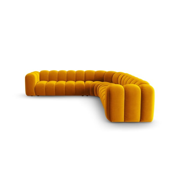 Rumena žametna kotna sedežna garnitura Lupine – Micadoni -image-2