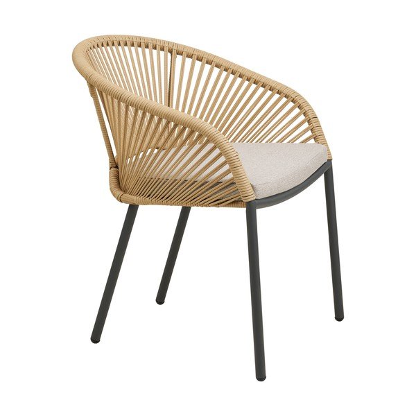 Bež kovinski in oblazinjen vrtni stol Novella – House Nordic-image-3