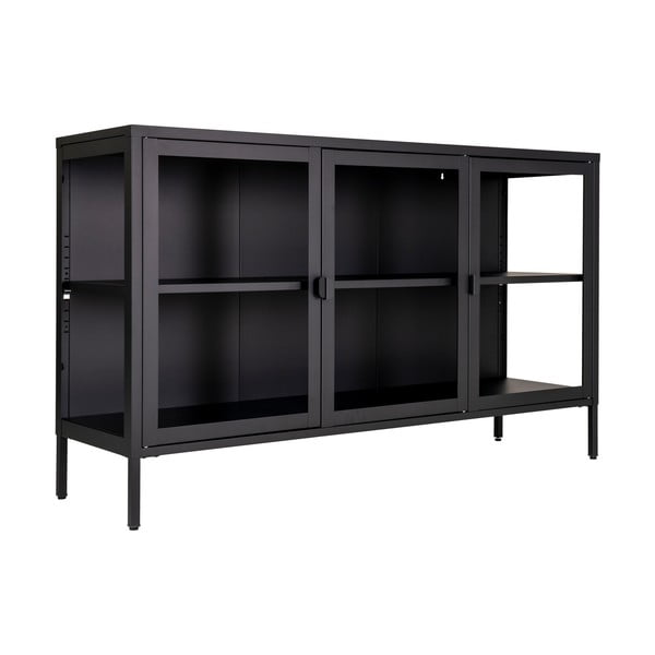 Črna kovinska vitrina 140x85 cm Brisbane – House Nordic-image-1