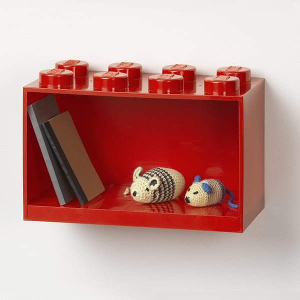 Otroška rdeča stenska polica LEGO® Brick 8