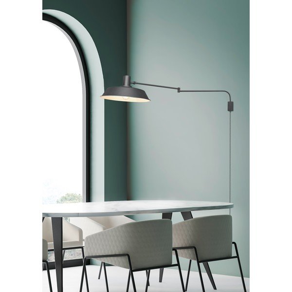 Mat črna stenska svetilka z upogljivo konstrukcijo z vtikačem ø 35,5 cm Bolder – Trio-image-3