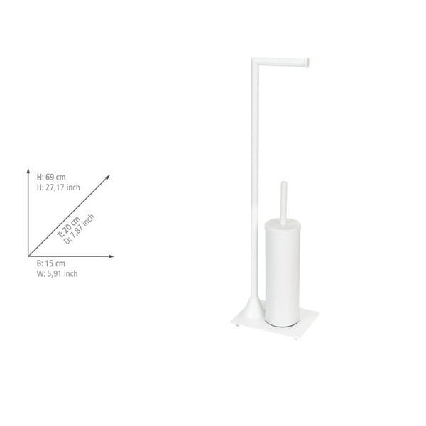 Belo jekleno stojalo za WC papir z WC ščetko Hella – Wenko-image-3