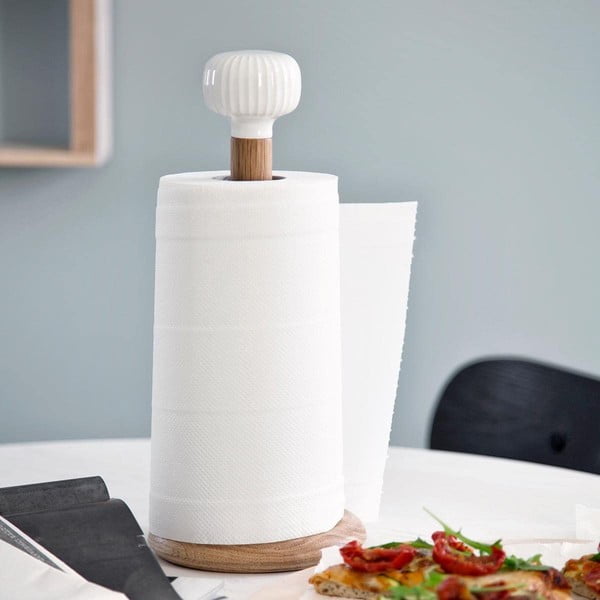 Stojalo za papirnate brisače iz hrastovega lesa z detajli iz belega porcelana Kähler Design Hammershoi-image-1