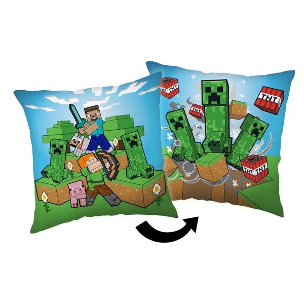Otroška blazina iz mikropliša 40x40 cm Minecraft Creeper Rush – Jerry Fabrics