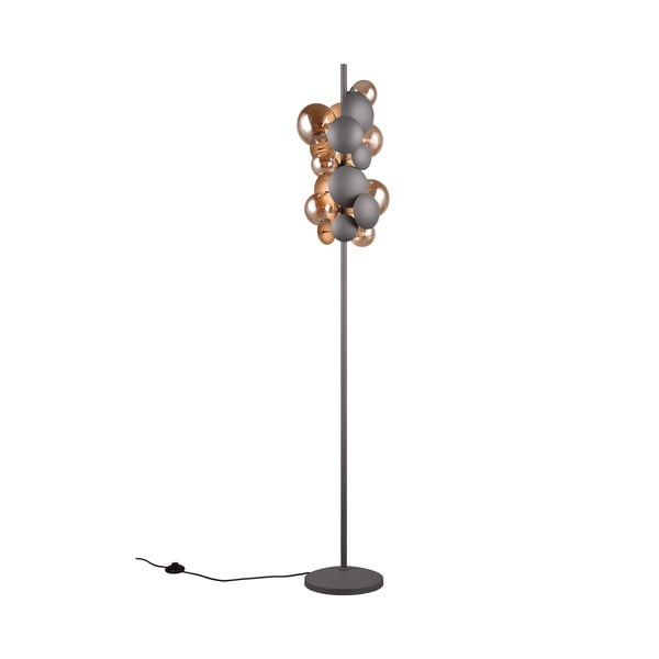 Siva/zlata stoječa svetilka s steklenim senčnikom (višina 155 cm) Bubble – Trio Select