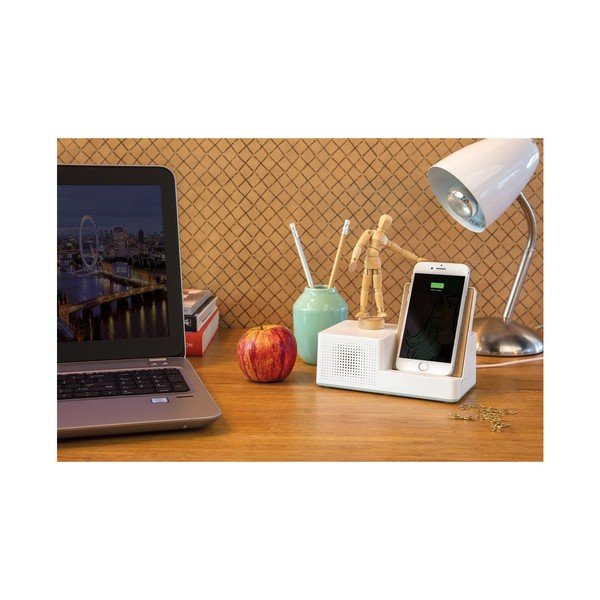 Beli brezžični polnilec z zvočnikom XD Design Exclusive Ontario-image-1