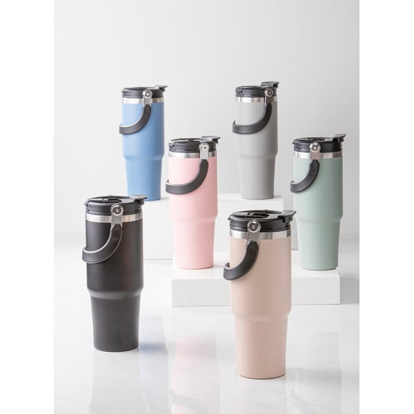 Svetlo rožnata steklenica za vodo za na pot iz nerjavečega jekla 1 l Eco – Ladelle-image-1