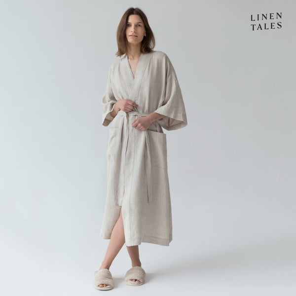 Bež lanen kopalni plašč velikosti S/M Summer – Linen Tales-image-3