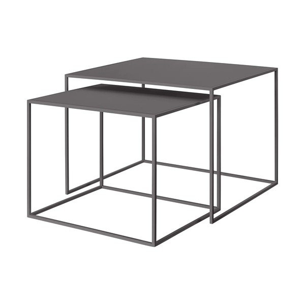 Temno sive kovinske mizice v kompletu 2 ks 50x60 cm Fera – Blomus
