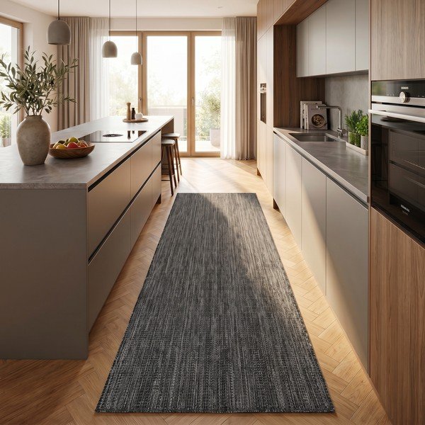 Črn zunanji in notranji tekač 80x250 cm Mira 1450 – Ayyildiz Carpets-image-1