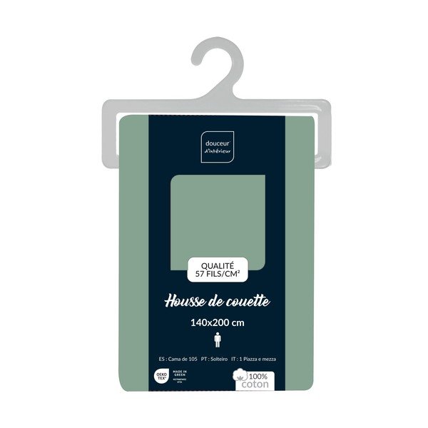 Zelena enojna bombažna prevleka za odejo 140x200 cm Lina – douceur d'intérieur-image-2