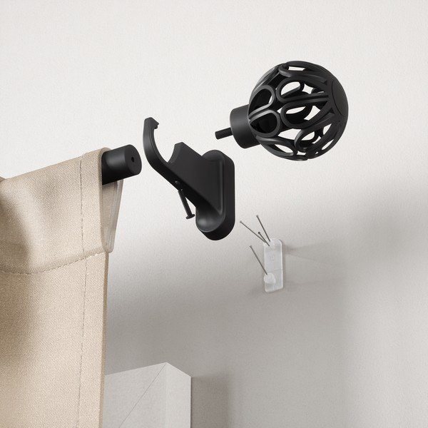Mat črna jeklena karnisa z nastavljivo dolžino 107 - 305 cm Aria – Umbra-image-3