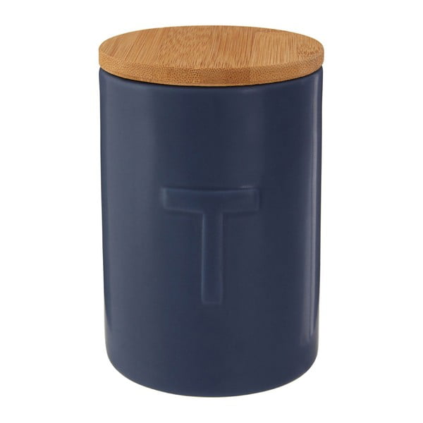 Temno modra posoda za čaj s pokrovom iz bambusa Premier Housewares Fenwick-image-1