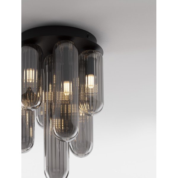 Siva steklena stropna svetilka s steklenim senčilom Gustave – Nova Luce-image-2