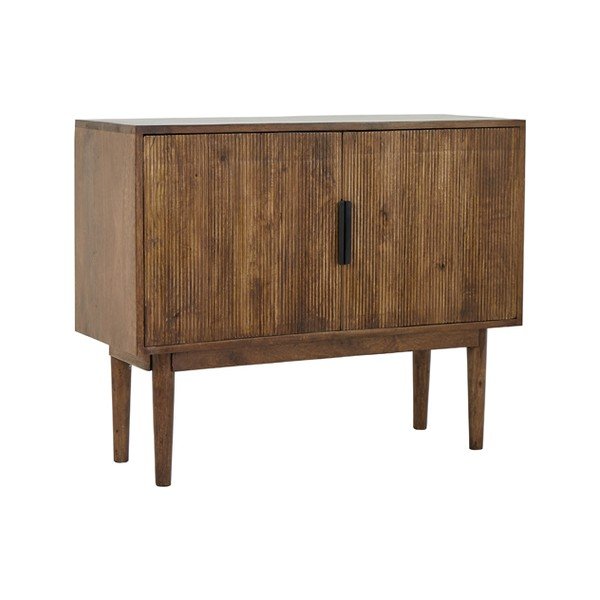 Temno rjava nizka komoda iz masivnega lesa 100x80 cm Bitika – Light & Living-image-2