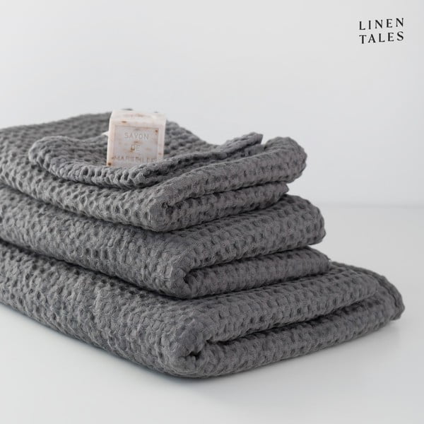Temno sivi komplet brisač 3 ks Honeycomb – Linen Tales