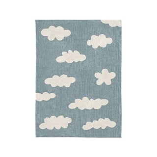 Modra pralna ročno tkana bombažna otroška preproga 120x160 cm Clouds Vintage Blue – Lorena Canals