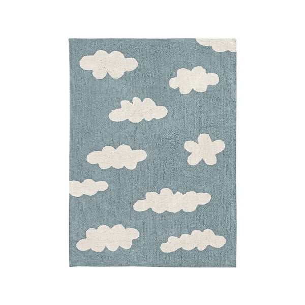 Modra pralna ročno tkana bombažna otroška preproga 120x160 cm Clouds Vintage Blue – Lorena Canals