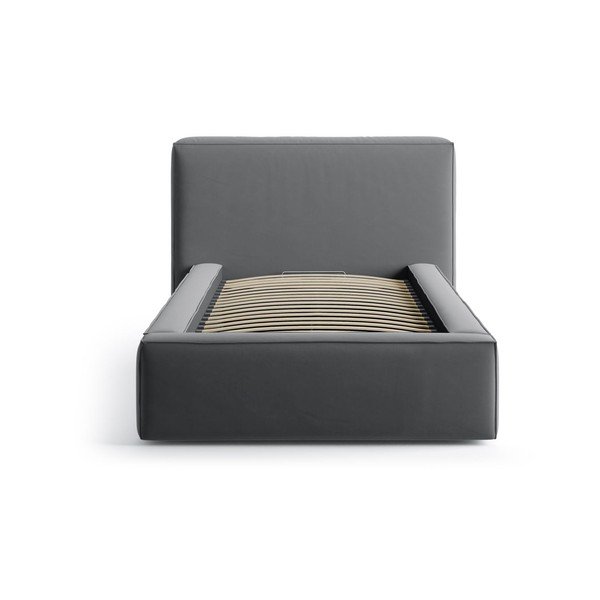 Siva oblazinjena postelja s prostorom za shranjevanje in z letvenim dnom 90x200 cm Jodie – Micadoni -image-3