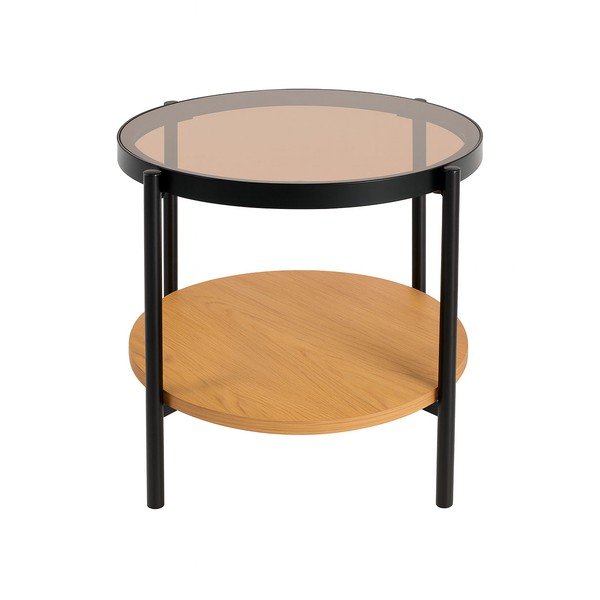 Okrogla stranska mizica s stekleno mizno ploščo ø 48 cm Hassel – Unique Furniture