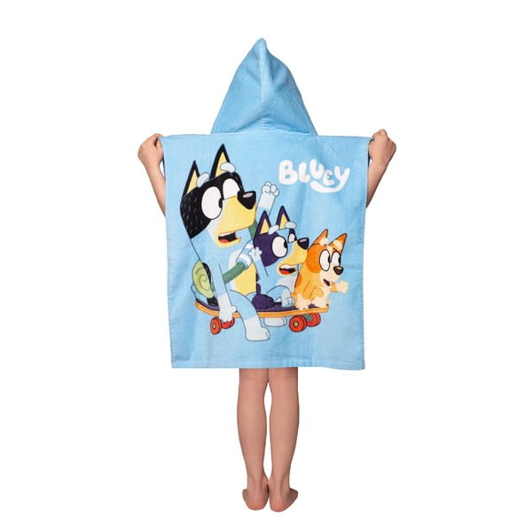 Moder bombažen otroški pončo velikost 3-8 let Bluey Skate – Jerry Fabrics-image-2