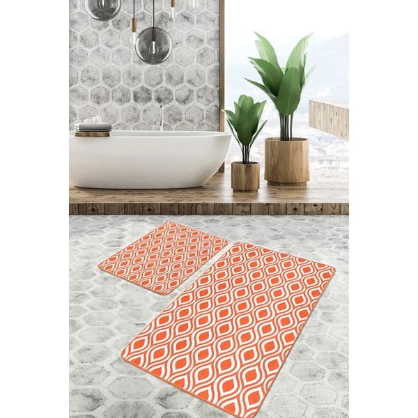 Oranžne žametne kopalniške preproge v kompletu 2 ks 60x100 cm – Mila Home-image-4