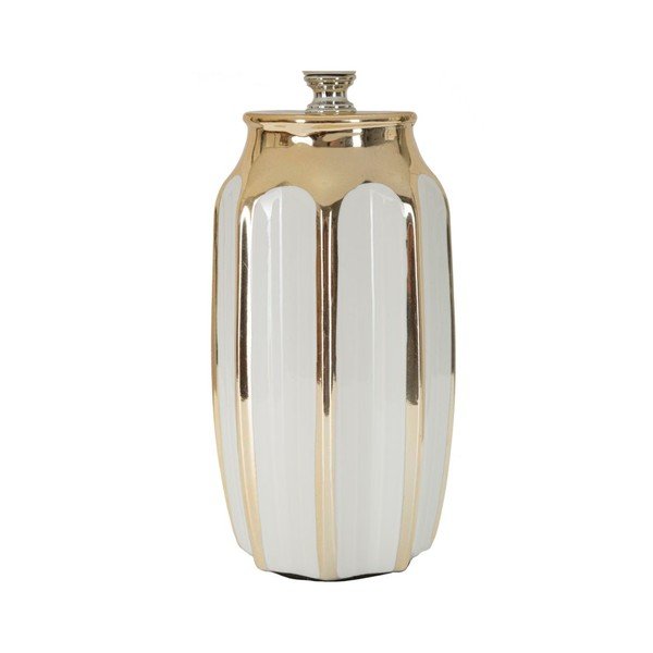 Bela/v zlati barvi keramična namizna svetilka s tekstilnim senčilom (višina 40,5 cm) Cassy – Mauro Ferretti-image-2