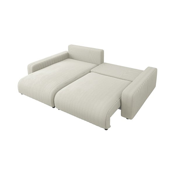 Kremno bela raztegljiva kotna sedežna garnitura iz rebrastega žameta (s kotom po izbiri) Sara – Ropez-image-4