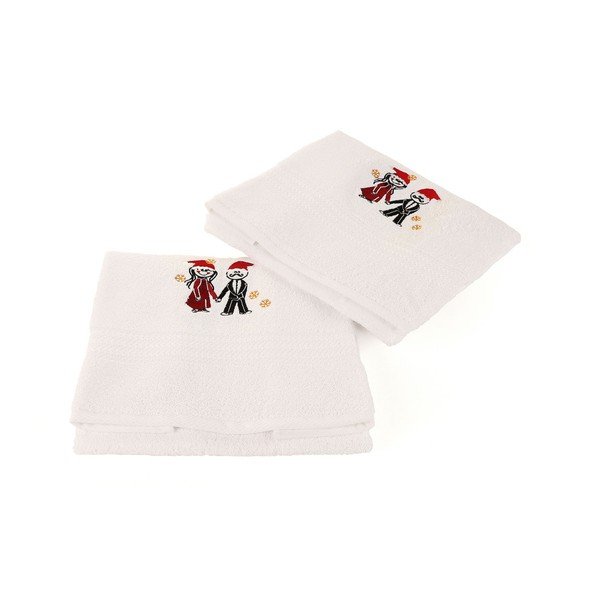 Komplet 2 belih bombažnih brisač Cift White-image-1