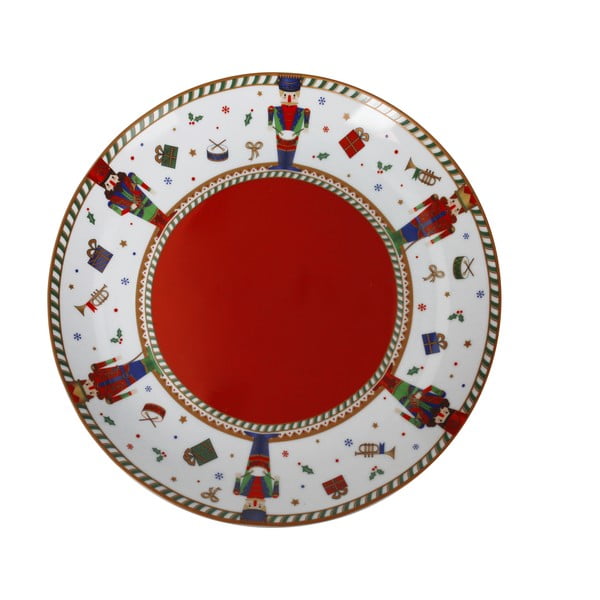 Rdeče-beli božični porcelanski krožnik ø 30 cm Piatto - Brandani