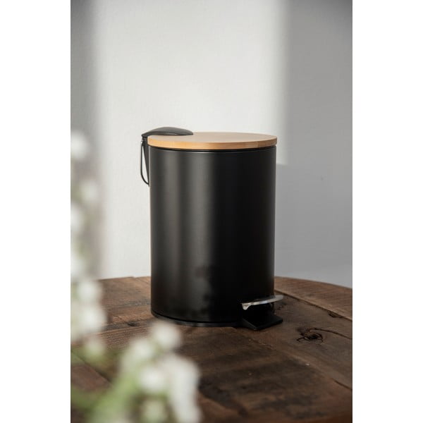 Črn koš za smeti s pokrovom iz bambusa Wenko Tortona, 3 l-image-2