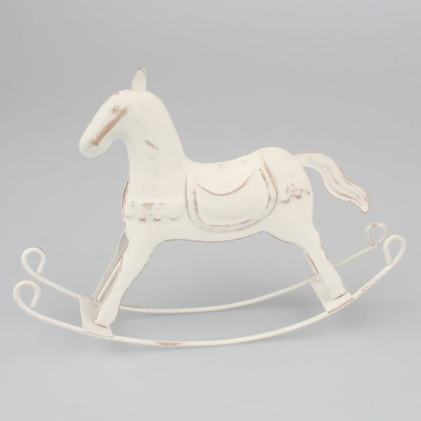 Okrasni konj Dakls iz bele kovine, višina 18 cm