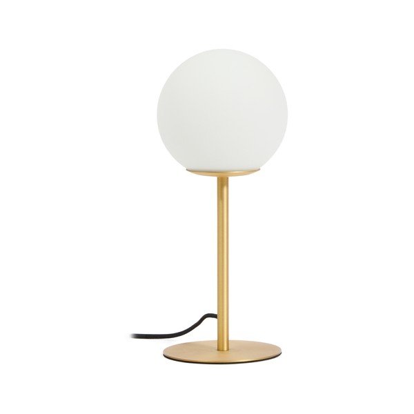 Bela/v zlati barvi namizna svetilka s steklenim senčilom (višina 35 cm) Brisia – Kave Home