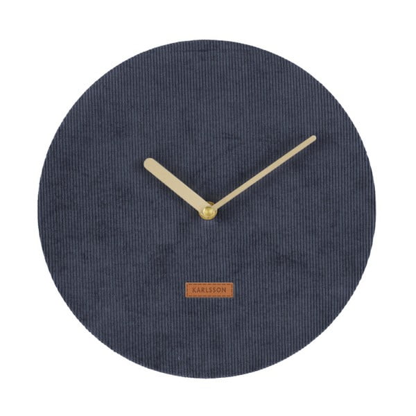 Temno modra stenska ura z našitkom Karlsson Krpo, ⌀ 25 cm