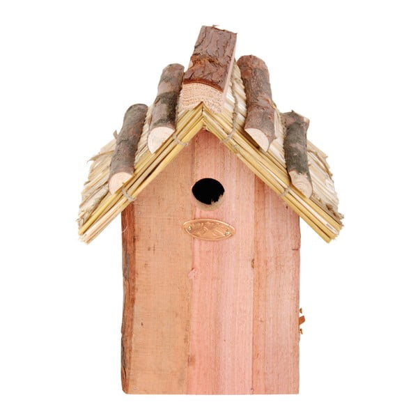 Ptičja hišica iz jelovega lesa s slamnato streho Esschert Design Antik, višina 27 cm
