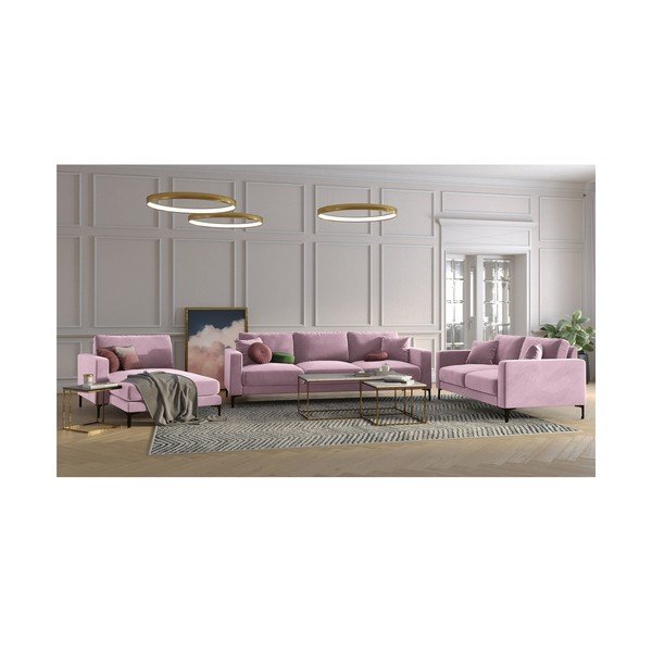Roza žametni ležalnik Kooko Home Harmony, levi kot-image-4