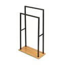 Črno stojalo za brisače z bambusovim podtavkov Wenko