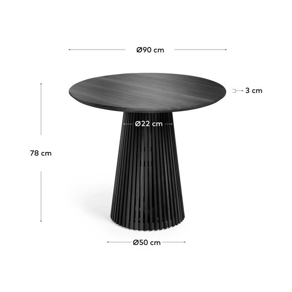 Okrogla jedilna miza iz masivne indijske lipovke ø 90 cm Jeanette – Kave Home-image-4