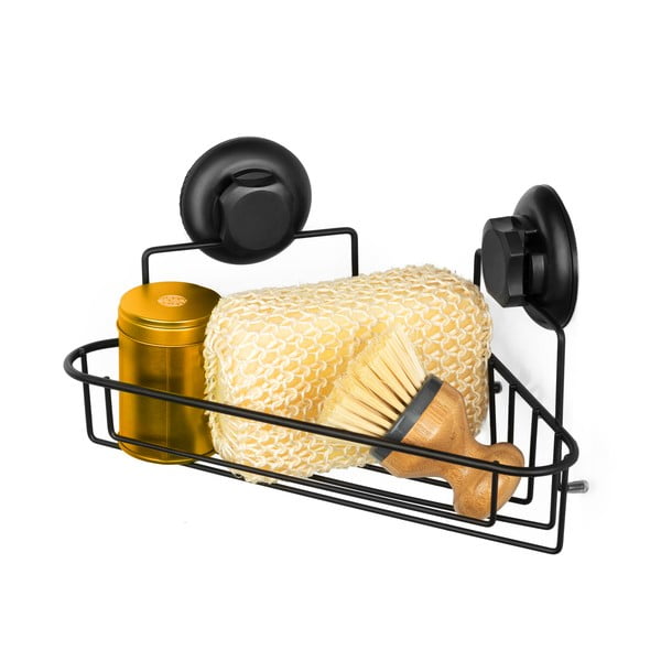 Stenska vogalna kopalniška polica Compactor Bestlock Black Corner Rack 1 Shelf-image-1