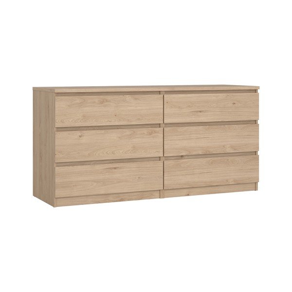 Komoda v hrastovem dekorju v naravni barvi 154x76x50 cm Naia – Tvilum