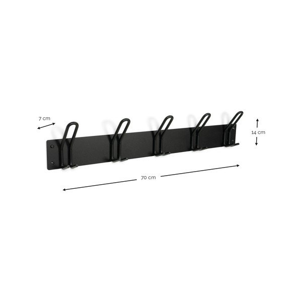 Črn jeklen stenski obešalnik 70 cm Miles – Spinder Design-image-3