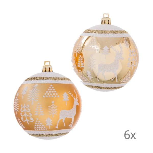 Komplet 6 božičnih okraskov v zlati barvi Unimasa Deer