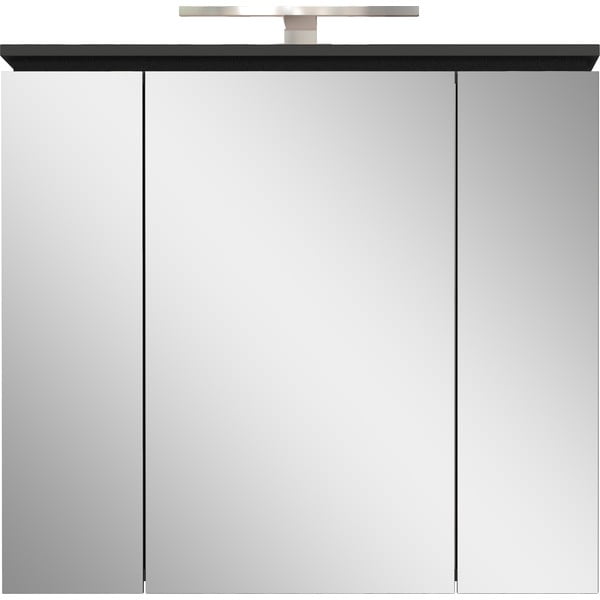 Antracitno siva kopalniška omarica z ogledalom in lučjo 76x74 cm Modesto – Germania