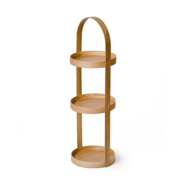 Stojalo za kopalnico iz hrastovega lesa Wireworks Round Caddy Mezza, 3 police-image-2